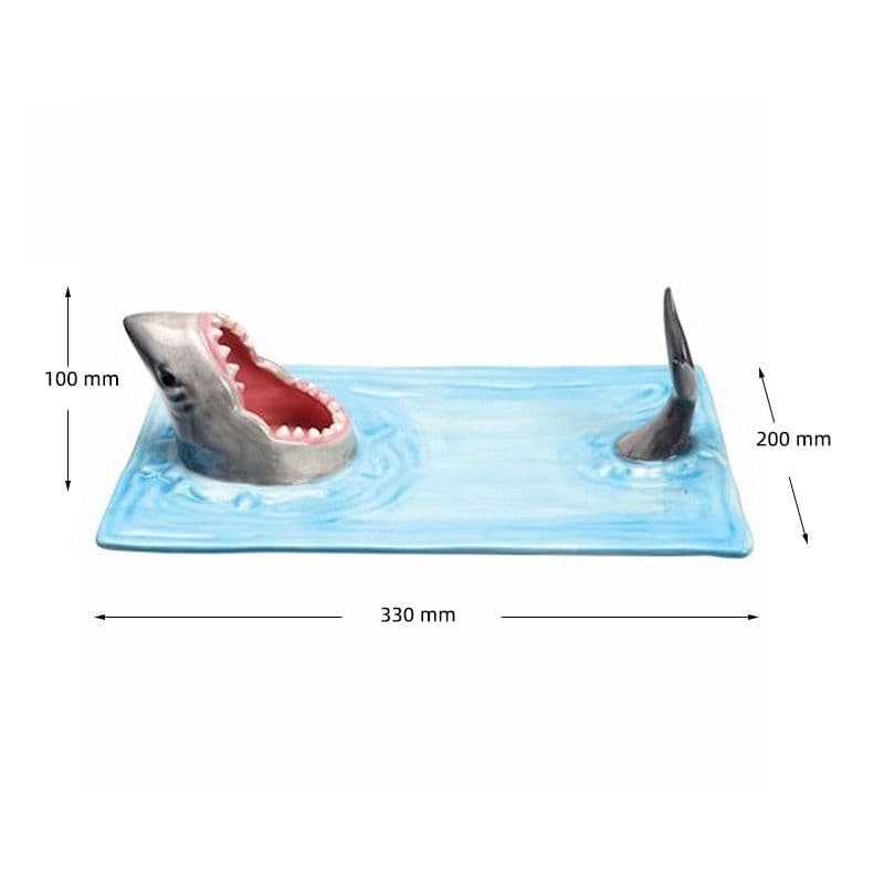 image-Internet Celebrity Seaside Shark Ceramic Plate Dumpling Plate Meal Kitchen Decoration Sushi Plate Beautiful Tableware