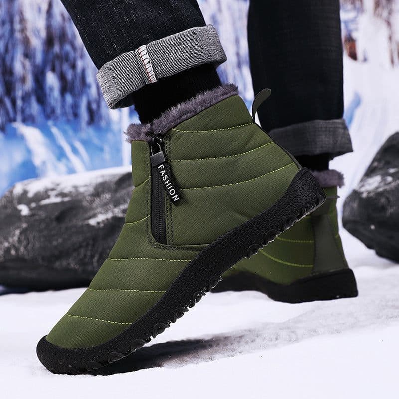 image-Outdoor Thickening Thermal Cotton Shoes Zipper Fleece-lined Winter Men's Shoes