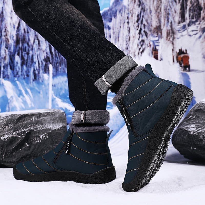 image-Outdoor Thickening Thermal Cotton Shoes Zipper Fleece-lined Winter Men's Shoes