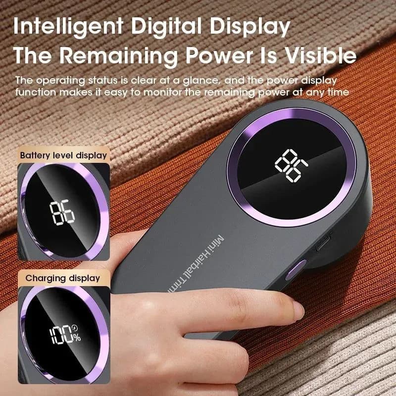 image-Lint Remover For Clothing Portable Electric Fuzz Pellet Remover LED Display Rechargeable For Clothes Fabric Shaver Fluff Remover