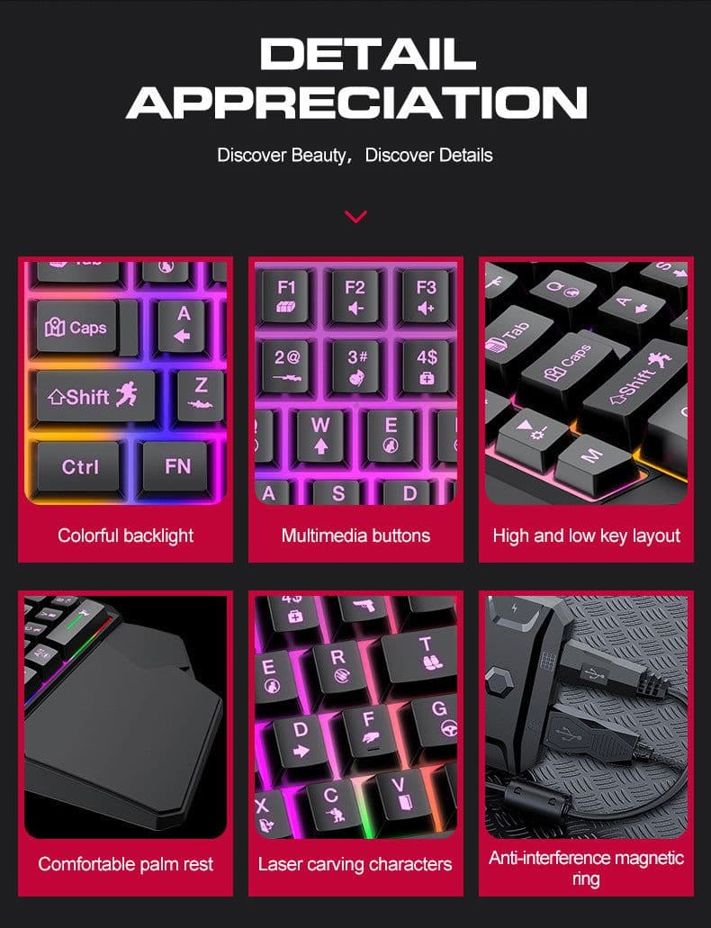 image-Lei Lang TF900 Single Hand Mouse Keyboard Suit