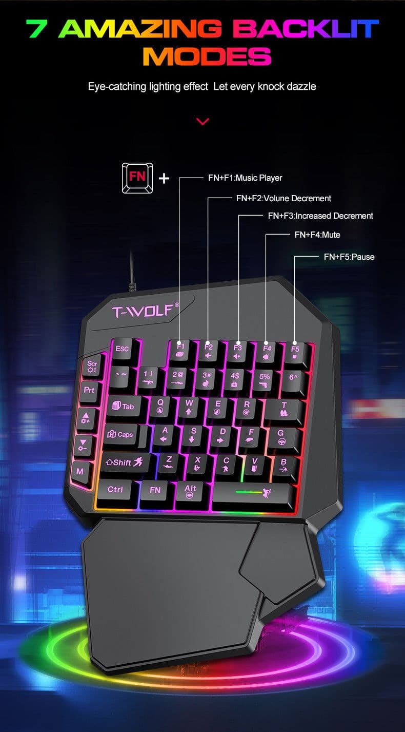 image-Lei Lang TF900 Single Hand Mouse Keyboard Suit