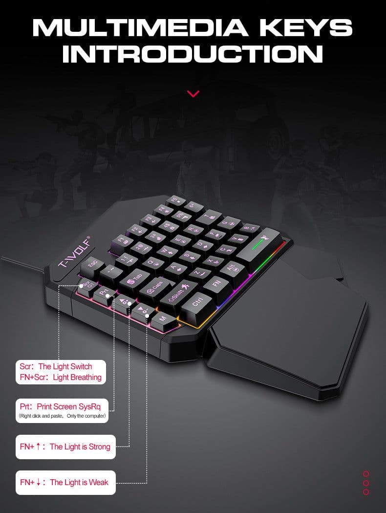 image-Lei Lang TF900 Single Hand Mouse Keyboard Suit
