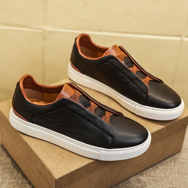 image-First Layer Cowhide Four Seasons Leisure Leather Shoes Korean Style