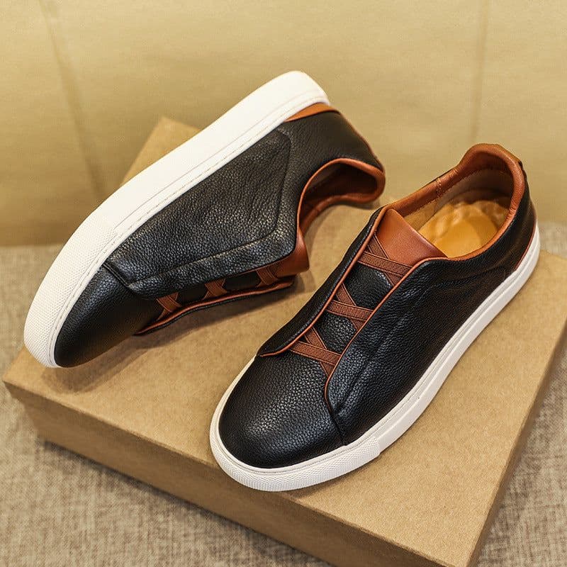 image-First Layer Cowhide Four Seasons Leisure Leather Shoes Korean Style
