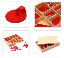 image-Montessori Primary School Mathematics Teaching Aids Wooden Round Decomposition Angle Meter