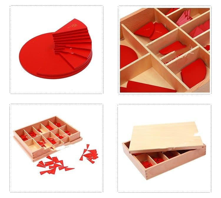 image-Montessori Primary School Mathematics Teaching Aids Wooden Round Decomposition Angle Meter