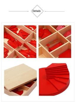 image-Montessori Primary School Mathematics Teaching Aids Wooden Round Decomposition Angle Meter