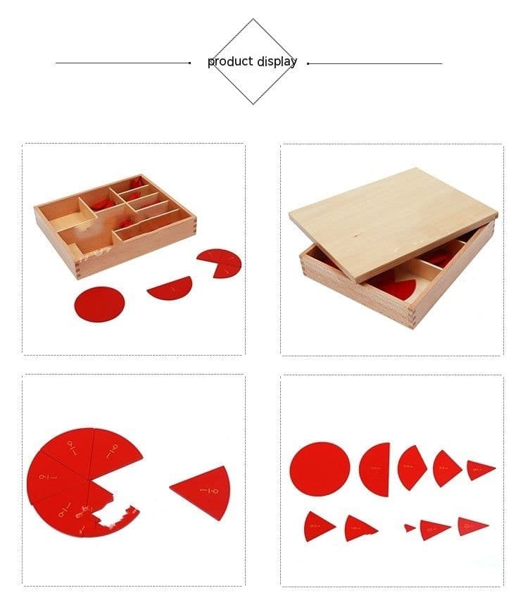 image-Montessori Primary School Mathematics Teaching Aids Wooden Round Decomposition Angle Meter