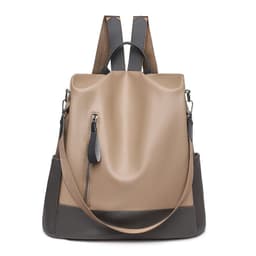 image-Women's Bag PU Soft Leather Textured Backpack Fashion Hong Kong Style Large Capacity