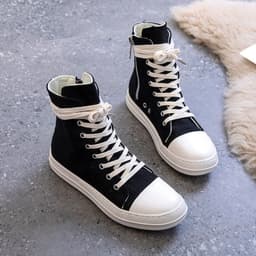 image-High-top Men's And Women's Platform Wax Surface Fleece-lined Milk-fragrant Canvas Shoes