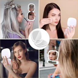 image-Handheld Led Make-up Mirror Foldable And Portable Portable Makeup Mirror
