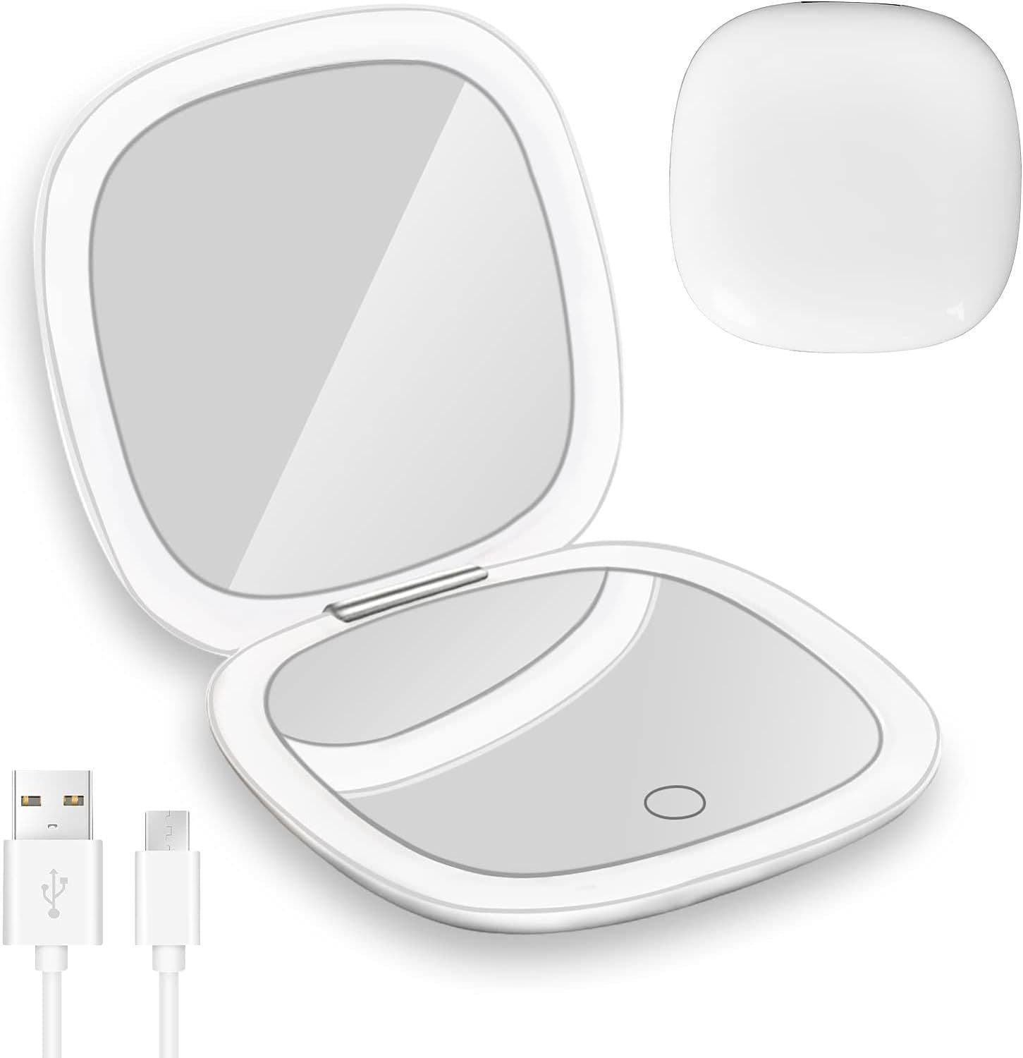 image-Handheld Led Make-up Mirror Foldable And Portable Portable Makeup Mirror