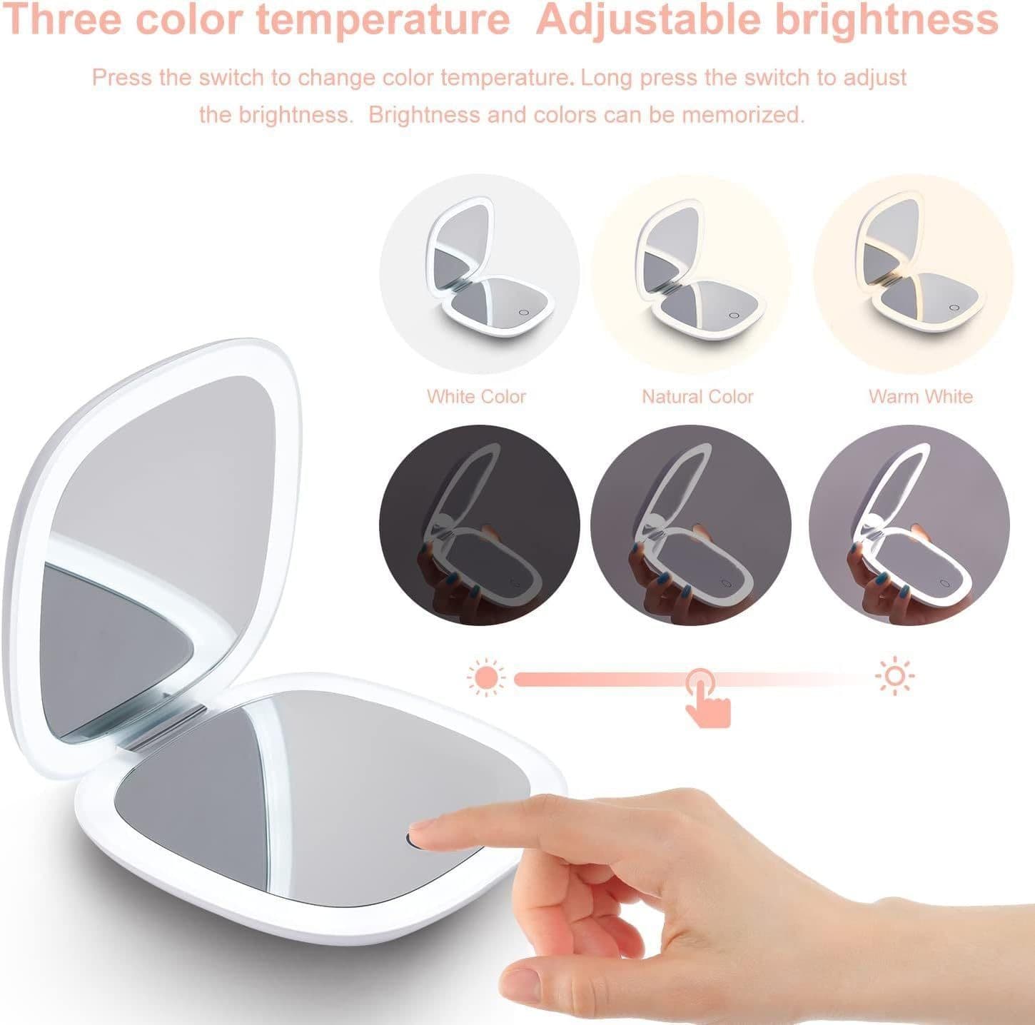 image-Handheld Led Make-up Mirror Foldable And Portable Portable Makeup Mirror