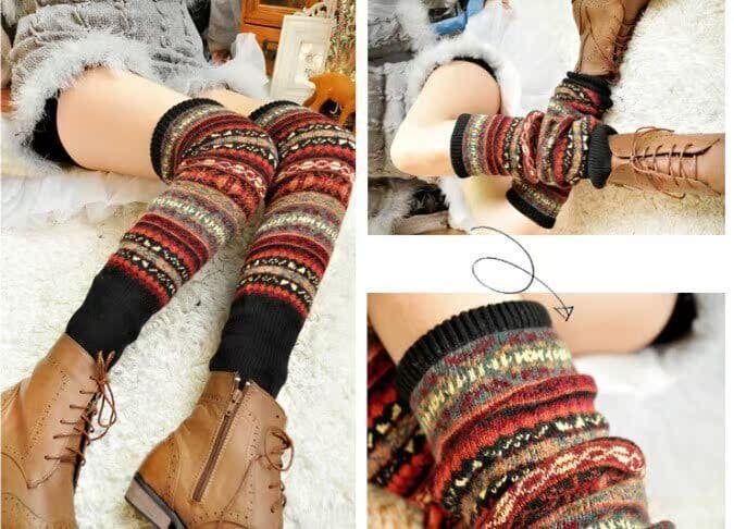 image-Fluorescent Thickened Camouflage Wool Autumn And Winter Boots Leg Gaurd Set