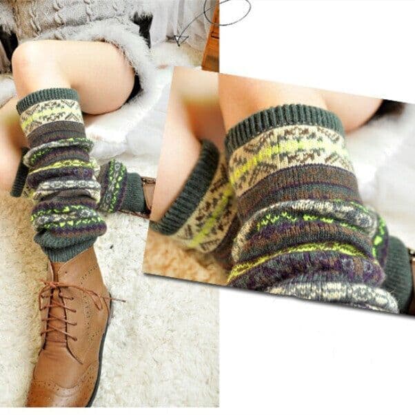 image-Fluorescent Thickened Camouflage Wool Autumn And Winter Boots Leg Gaurd Set