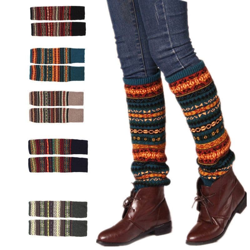 image-Fluorescent Thickened Camouflage Wool Autumn And Winter Boots Leg Gaurd Set