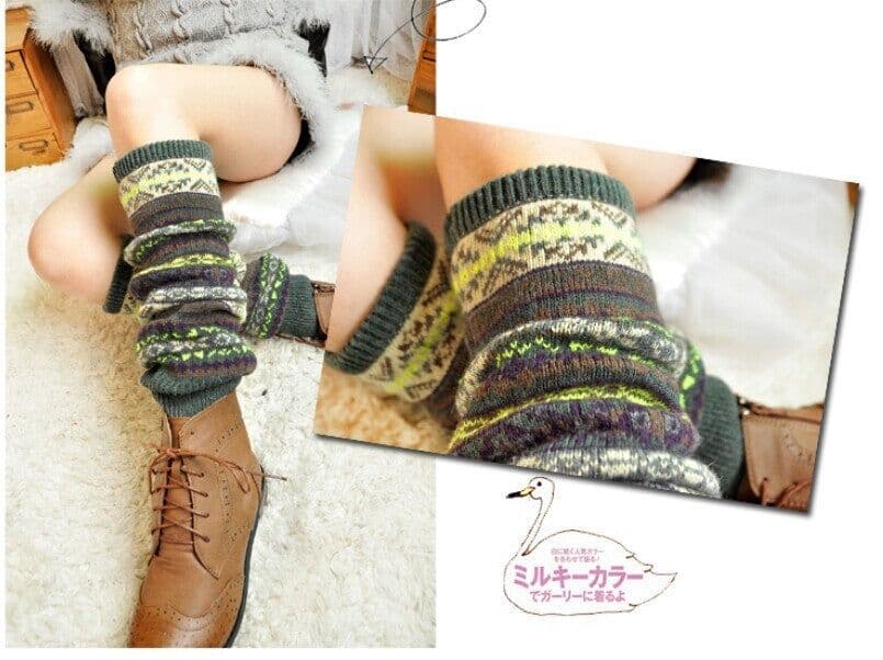 image-Fluorescent Thickened Camouflage Wool Autumn And Winter Boots Leg Gaurd Set