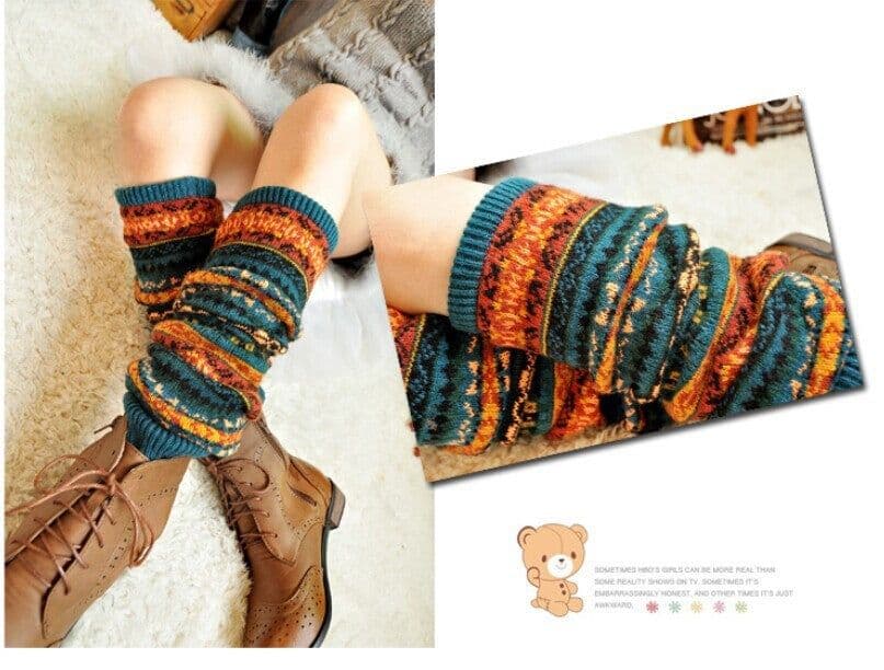 image-Fluorescent Thickened Camouflage Wool Autumn And Winter Boots Leg Gaurd Set