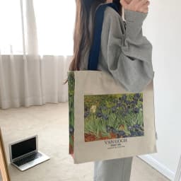 image-Portable Oil Painting Museum Canvas Bag For Commuting To Work