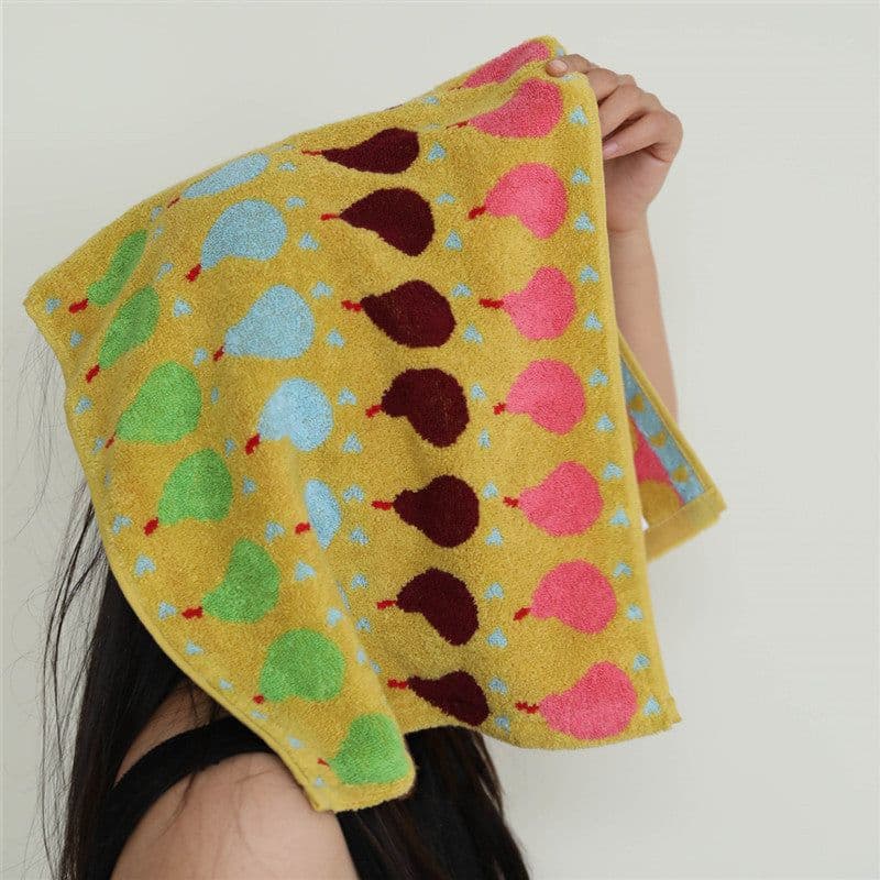 image-Ins Pear Pure Cotton Children's Square Towel Household Absorbent Class A Cotton