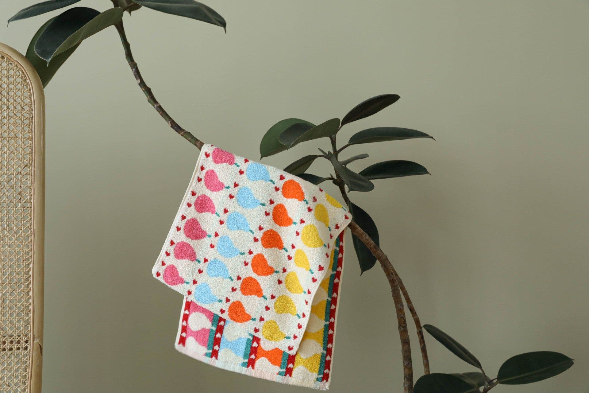 image-Ins Pear Pure Cotton Children's Square Towel Household Absorbent Class A Cotton