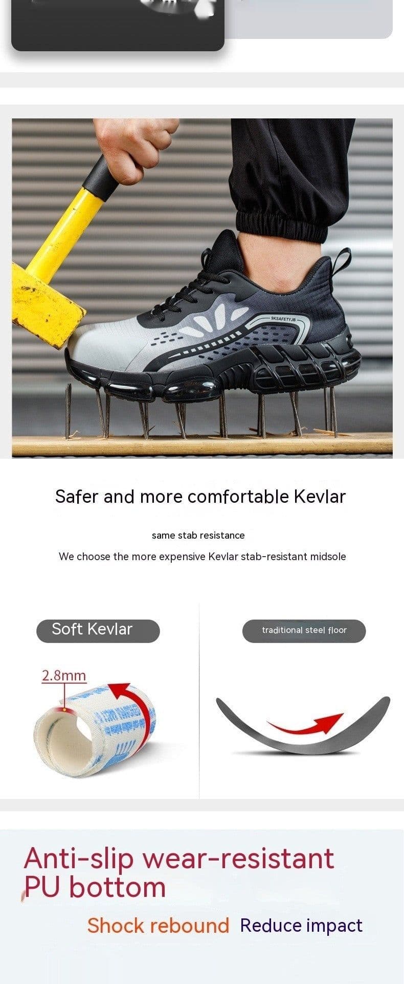image-Wear-resistant Anti-smashing And Anti-penetration Thin Flyknit Breathable Shock-absorbing Work Safety Shoes