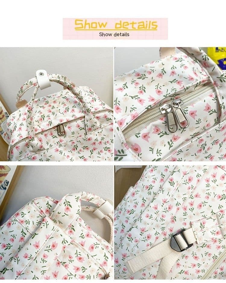 image-Girls' Korean Style Cute Floral Student Schoolbag Junior And Middle School Students Backpack