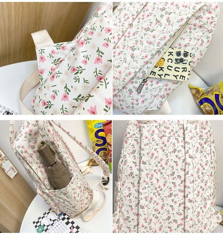 image-Girls' Korean Style Cute Floral Student Schoolbag Junior And Middle School Students Backpack