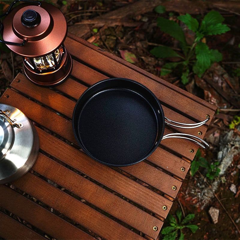 image-Outdoor Jacketed Kettle Camping Stainless Steel Pot 4-piece Kettle Frying Pan Stew-pan Self-driving Portable Picnic Suit
