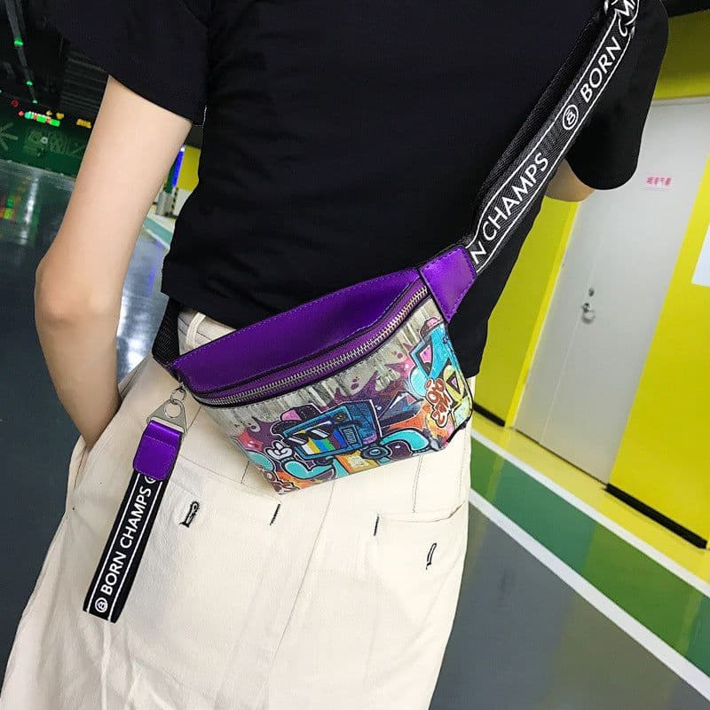 image-Hip Hop Fashion Painted Graffiti Small Casual Slanted Chest Bag