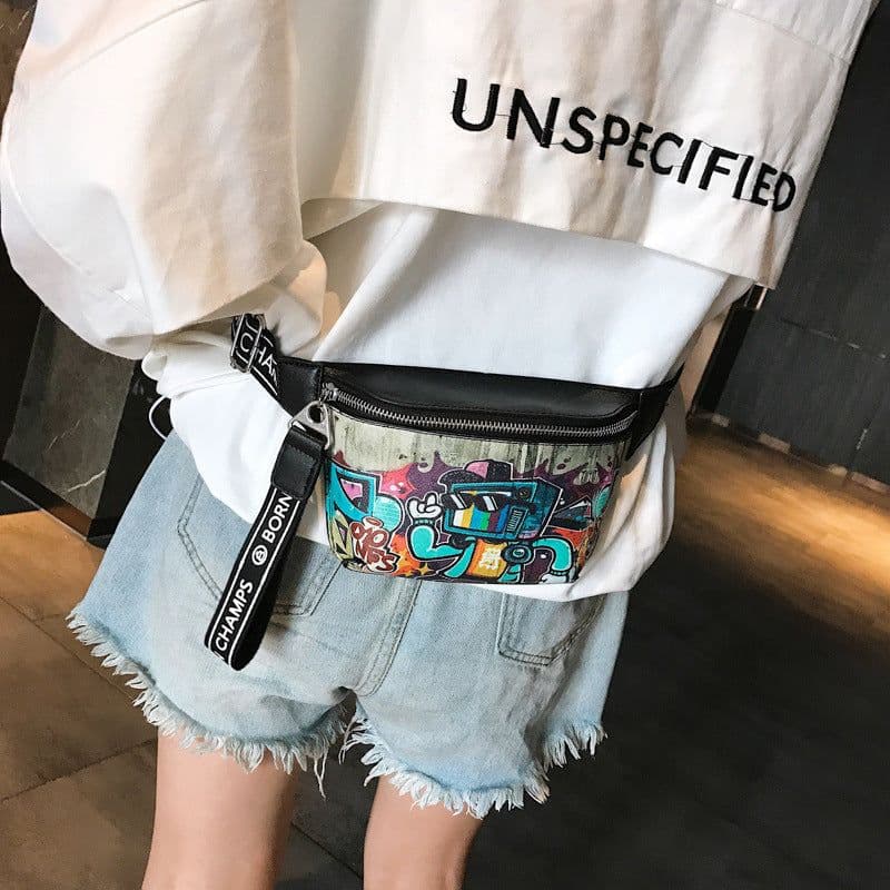 image-Hip Hop Fashion Painted Graffiti Small Casual Slanted Chest Bag
