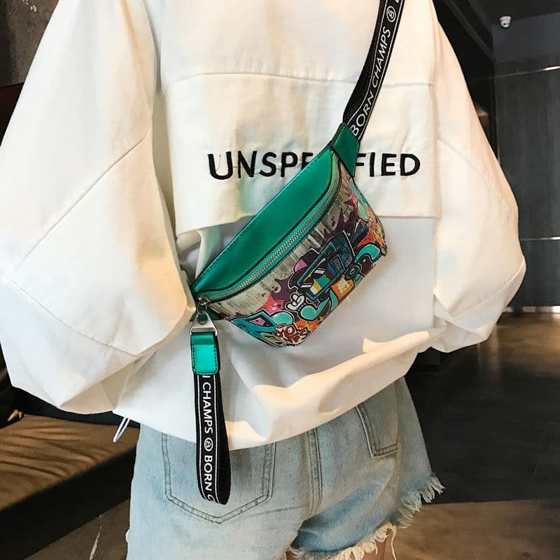 image-Hip Hop Fashion Painted Graffiti Small Casual Slanted Chest Bag