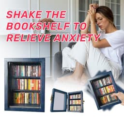 image-Shake Away Anxiety Bookshelf Mini Anti-Anxiety Bookshelf Ornament For Desktop Decor Stress Reliever Wooden Library Birthday Gift