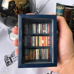 image-Shake Away Anxiety Bookshelf Mini Anti-Anxiety Bookshelf Ornament For Desktop Decor Stress Reliever Wooden Library Birthday Gift