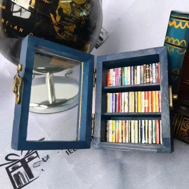 image-Shake Away Anxiety Bookshelf Mini Anti-Anxiety Bookshelf Ornament For Desktop Decor Stress Reliever Wooden Library Birthday Gift