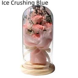 image-Artificial Rose Dried Flowers Gypsophila Babysbreath Bouquet Glass Cover Ornaments LED Small Night Lamp Valentine's Day Gift
