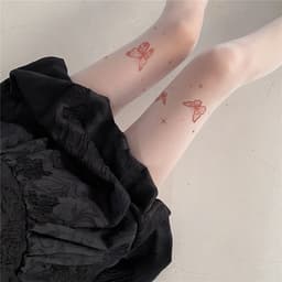 image-Lolita Tattoo Y2g Tattoo Print Butterfly Stockings