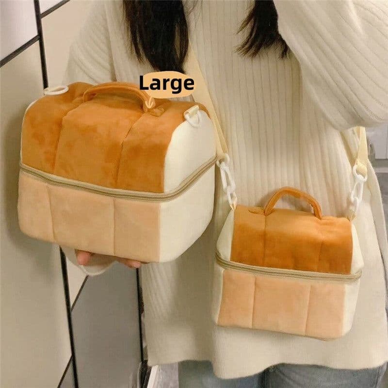 image-Cute Toast Bread Cosmetic Bag Large Capacity Ins Style Good-looking Portable Storage Bag Portable Cross Body Camera Bag