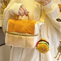 image-Cute Toast Bread Cosmetic Bag Large Capacity Ins Style Good-looking Portable Storage Bag Portable Cross Body Camera Bag