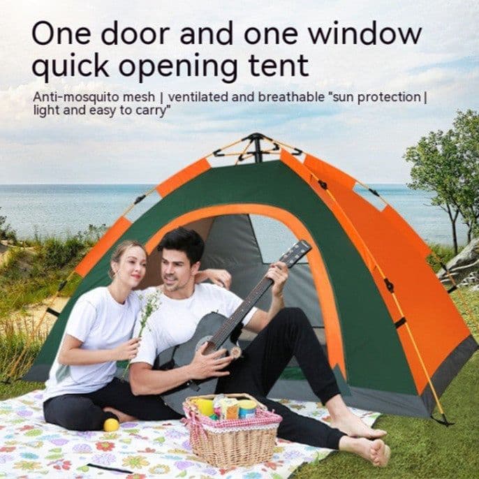 image-Double Camping Beach Tent Outdoor Thickened Sun Block Rain-proof One Window Automatic Tent