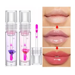 image-Flower Color Changing Lip Oil Moisturizing Jelly Lipgloss Clear Temperature Change Liquid Lipstick Reduce Lip Line Make Up