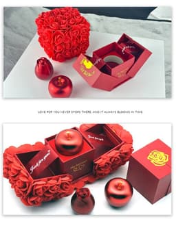image-Valentines Day Gift Soap Rose Gift Box Crystal Pendant Necklace Eternal Flower Jewelry Box Set Wedding Birthday Gift For Girlfriend