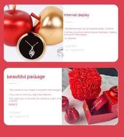 image-Valentines Day Gift Soap Rose Gift Box Crystal Pendant Necklace Eternal Flower Jewelry Box Set Wedding Birthday Gift For Girlfriend