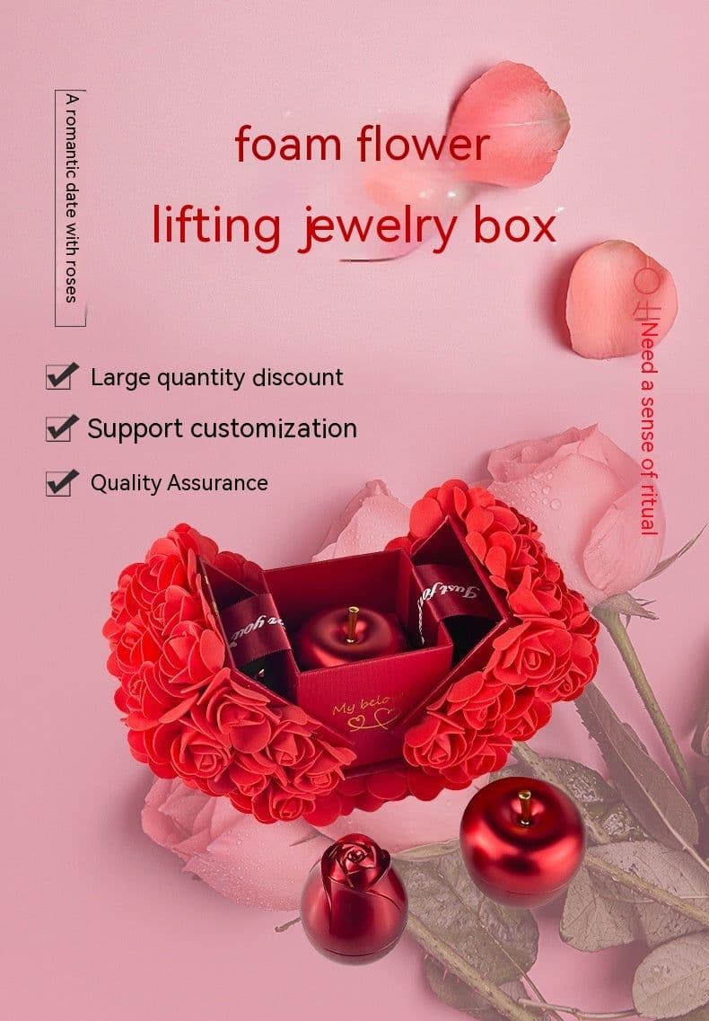 image-Valentines Day Gift Soap Rose Gift Box Crystal Pendant Necklace Eternal Flower Jewelry Box Set Wedding Birthday Gift For Girlfriend