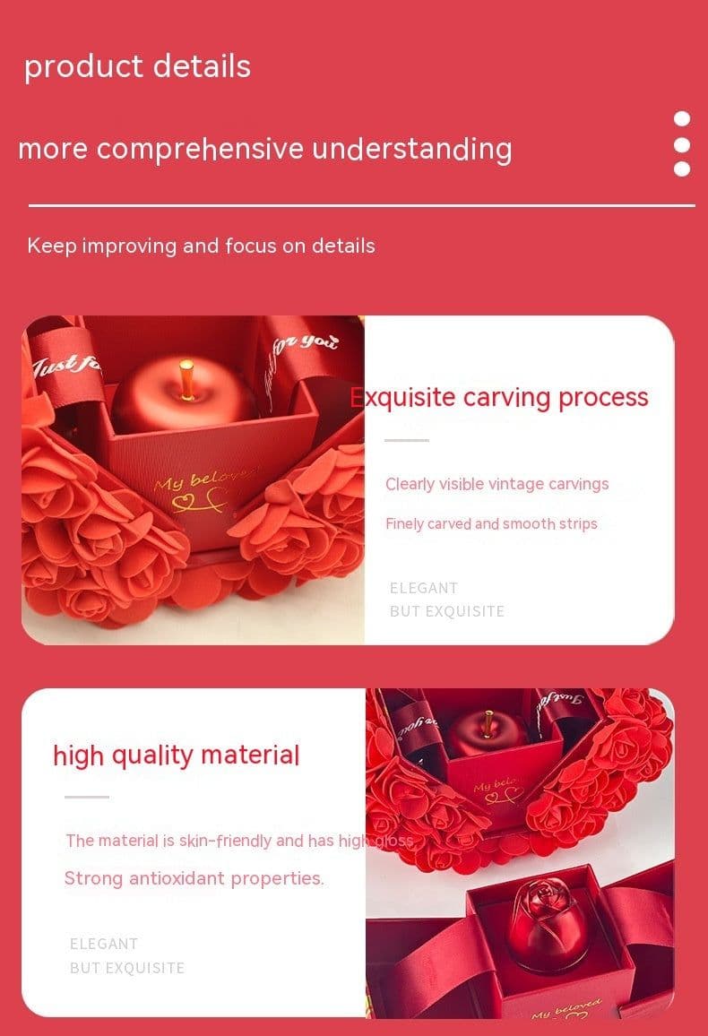 image-Valentines Day Gift Soap Rose Gift Box Crystal Pendant Necklace Eternal Flower Jewelry Box Set Wedding Birthday Gift For Girlfriend