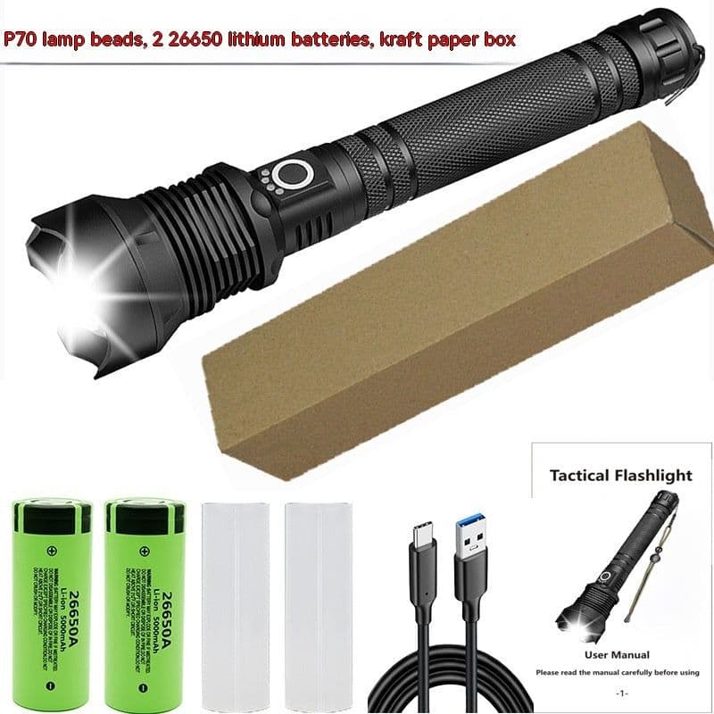 image-Aluminum Alloy Telescopic Zoom Usb Charging Xhp70 Strong Light Flashlight