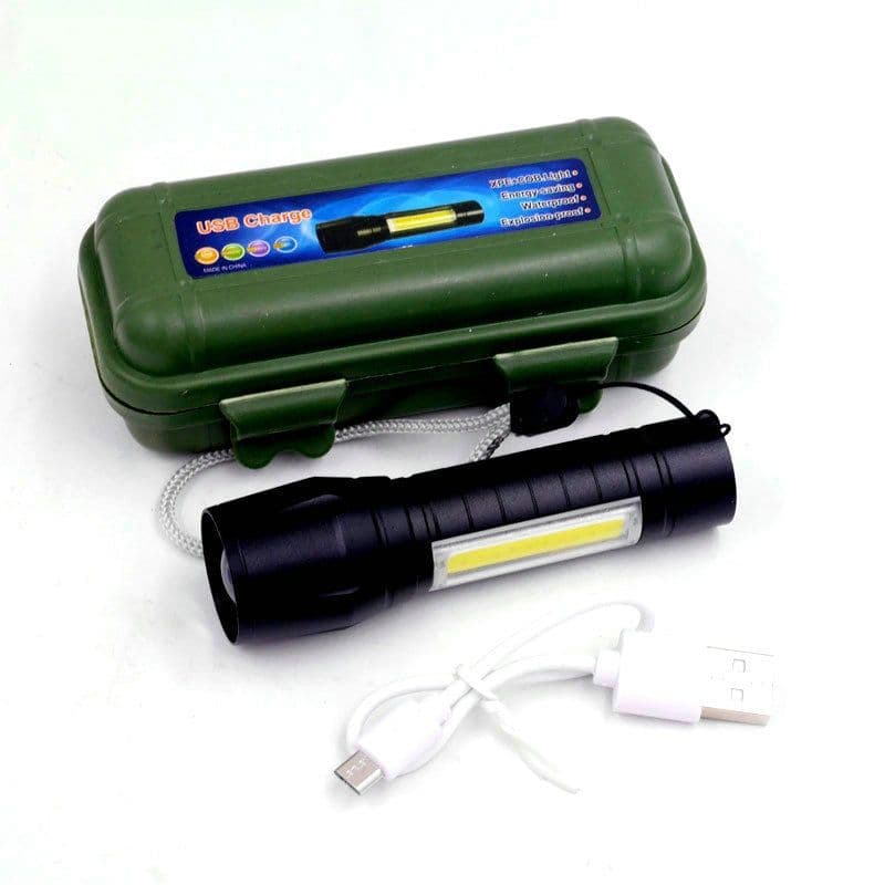 image-Mini USB Power Torch Multi-function Zoom Cob Flashlight Outdoor Camping Flashlight