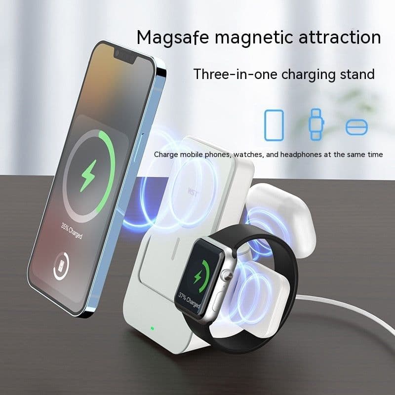 image-Magnetic Wireless Power Bank Mobile Phone Holder 10000 MA Three-in-one Multifunctional Charging Base