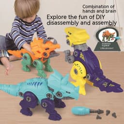 image-Children's Puzzle DIY Assembled Dinosaur New Five-in-one Robot Toy